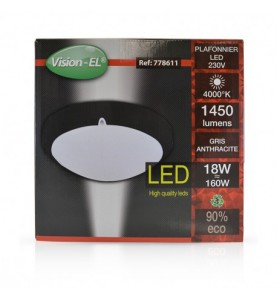 LED Hublot Ø300 18W 1450LM 4000°K IP65 Gris Anthracite Mat