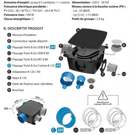 Atlantic - 412290 - Kit Autocosy VMC autoréglable et intelligent